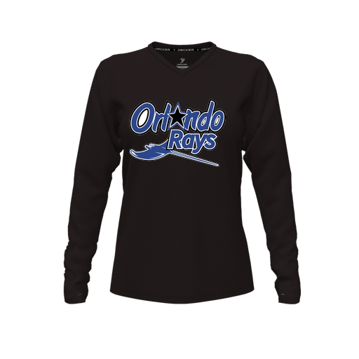 [FTLVCFBK-FYXS-LOGO2] Decker Comfort T-Shirt (Female Youth XS, Black, V Neck, Logo 2, Long Sleeve)