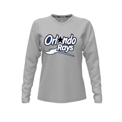 [FTLVCFGY-FYXS-LOGO1] Decker Comfort T-Shirt (Female Youth XS, Gray, V Neck, Logo 1, Long Sleeve)