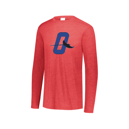[FTLCUBRD-AXS-LOGO3] Decker Men's Tri-Blend T-Shirt - Long Sleeve (Adult XS, Red, Logo 3)