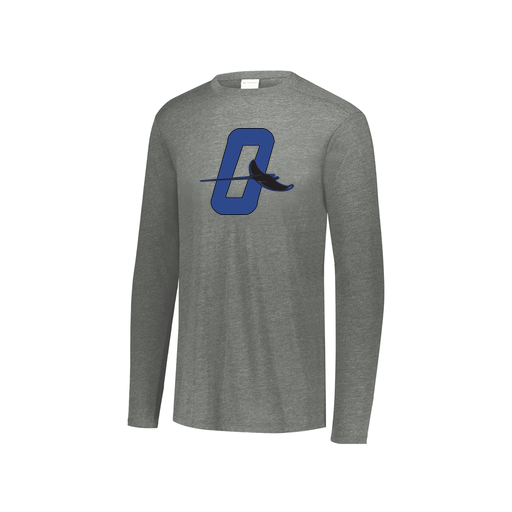 [FTLCUBGY-YS-LOGO3] Decker Youth Tri-Blend T-Shirt - Long Sleeve (Youth S, Gray, Logo 3)