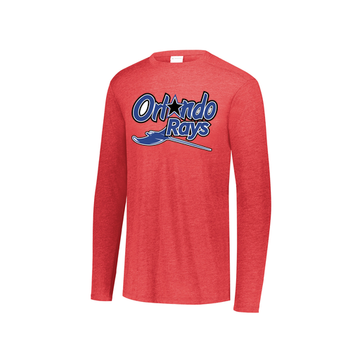 [FTLCUBRD-YS-LOGO2] Decker Youth Tri-Blend T-Shirt - Long Sleeve (Youth S, Red, Logo 2)